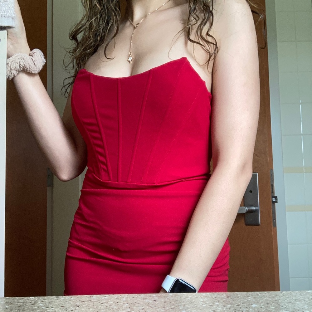 Red corset dress